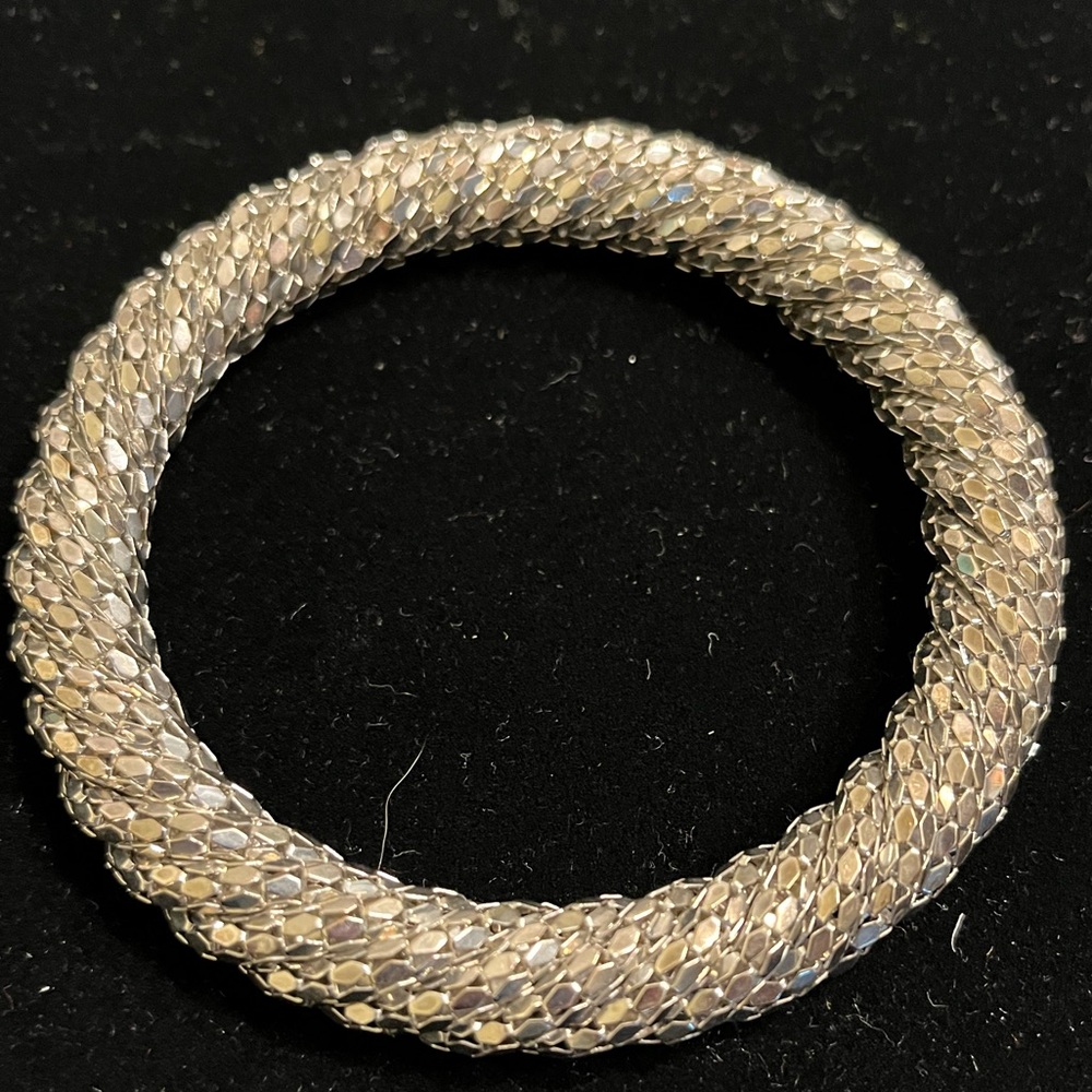 Silver-Toned Mesh Braided Bracelet